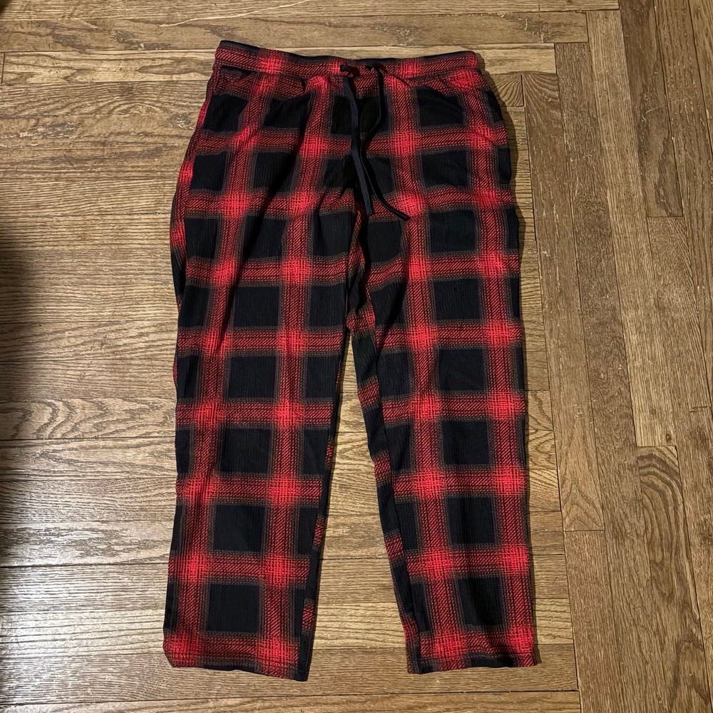 George Men's‎ Large Red & Black Plaid Pajama Pants Buffalo Check Sleep Lounge